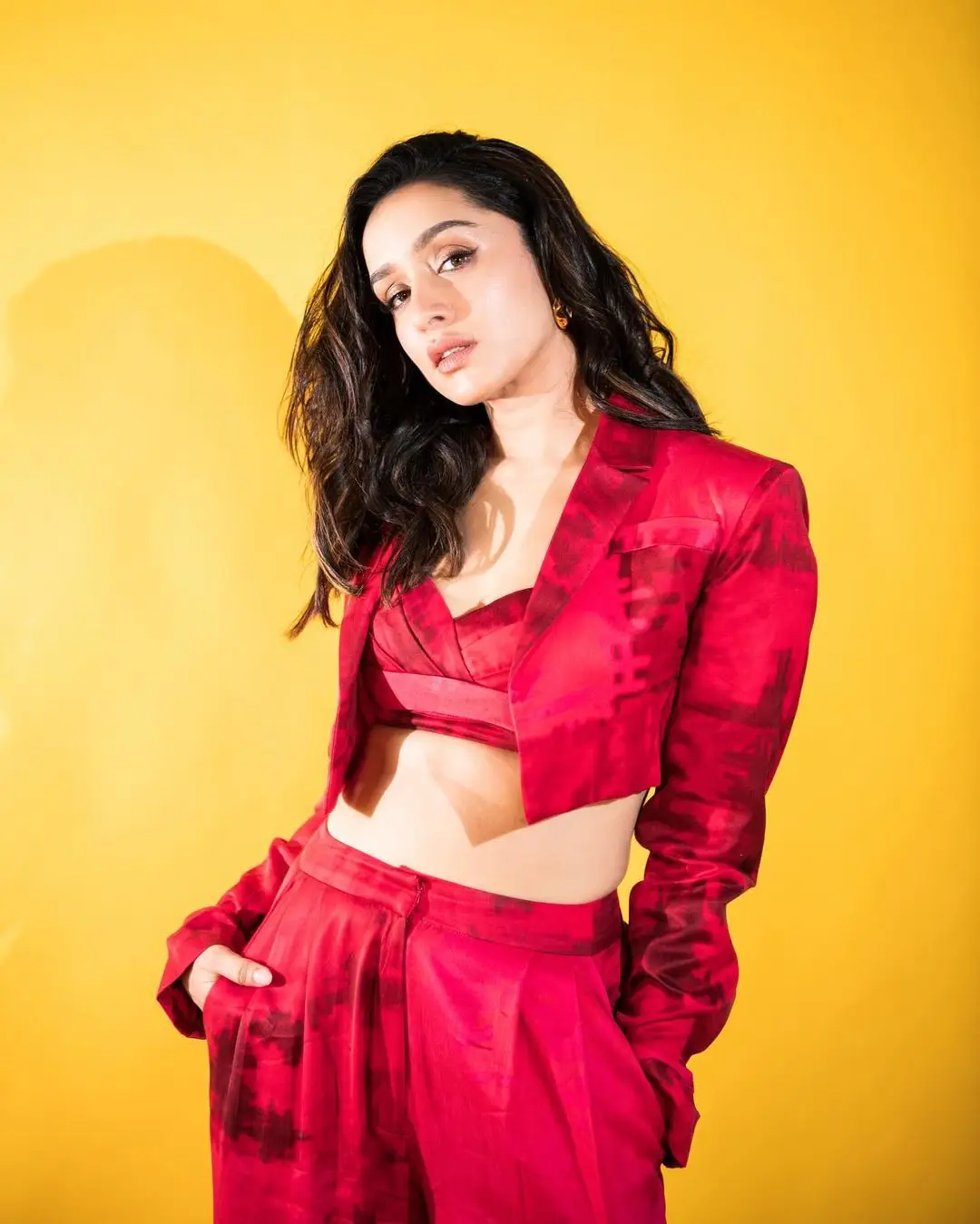 Bollywood Actress Shraddha Kapoor Stills In Maroon Gown